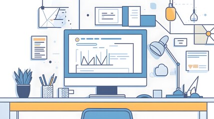 Professional Web Development Modern Line Design Style Banner for Websites and Marketing Campaigns