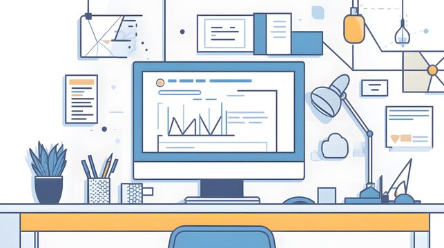 Professional Web Development Modern Line Design Style Banner for Websites and Marketing Campaigns