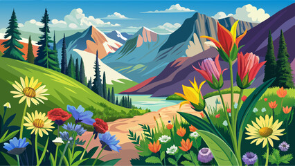 Columbine, Indian paintbrush and other wildflowers, Yankee Boy Basin, near Ouray, Colorado.