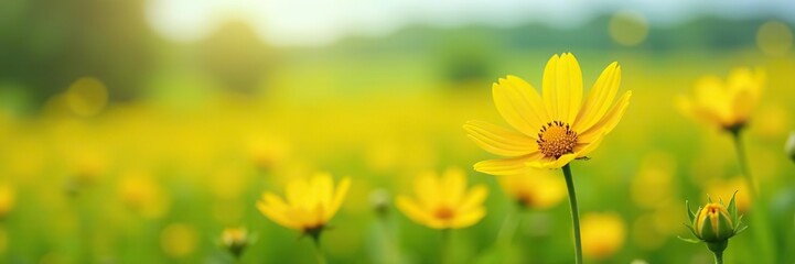 Beautiful background image of yellow flowers blooming in a field,  nature,  vibrant