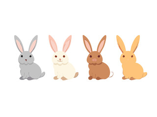 Obraz premium four separate different type of rabbit set - vector illustration with white background .