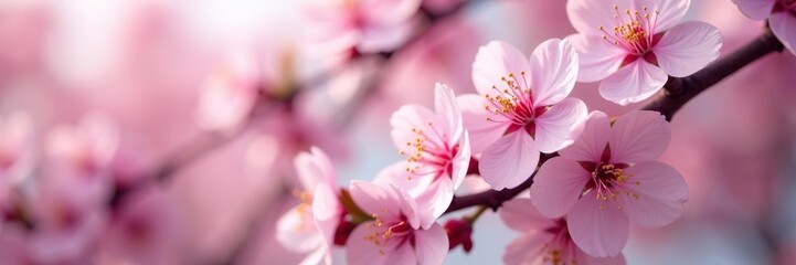 Obraz premium Beautiful cherry tree filled with tender flowers in full bloom during the amazing spring season, scenery, outdoor