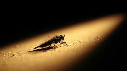 Fly Standing on Surface with Dramatic Lighting Macro Insect Photography