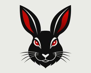 Fototapeta premium Rabbit head silhouette vector illustration icon , logo type.