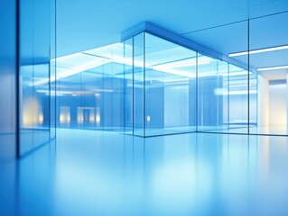 Futuristic apartment with glass walls minimalist composition and natural backlighting