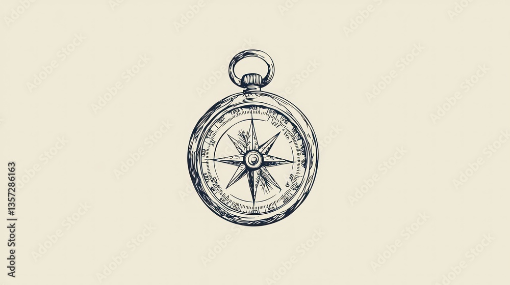 Poster A simple vector drawing of a compass for educational or instructional use 