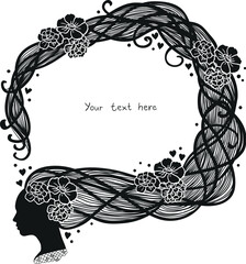 Floral Hair Frame with Girl Silhouette