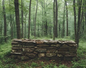 Fototapeta premium Stone Wall in Misty Woods