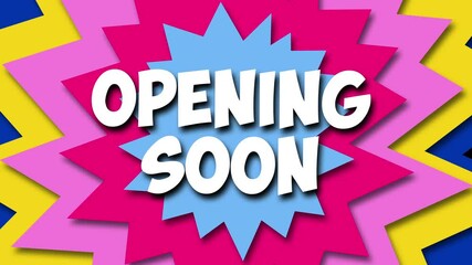 opening soon text pop art Stop Motion background animation.. This playful animation is ideal for celebration screens, games, or reward visuals.