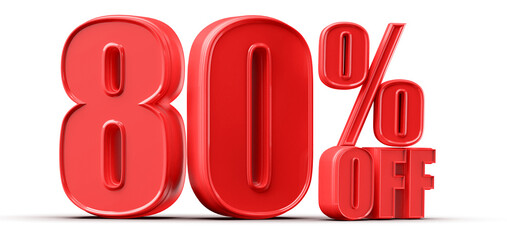 80 Percent Off Sale Red Number Promotion