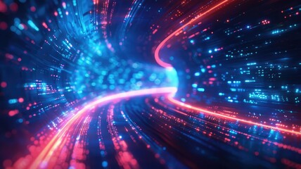 Obraz premium Sparkling laser beam effect dash with high-speed shine and emit colorful light on dark background convey sense of energy move in straight line dynamic on cosmic perfect for science fictional. AIG53.