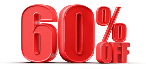 60 Percent Off Sale Red Number Promotion