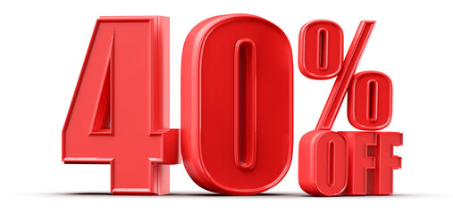 40 Percent Off Sale Red Number Promotion