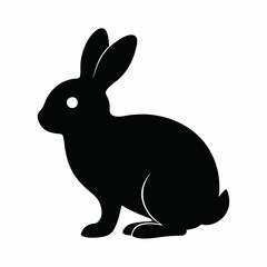 Obraz premium Black and white cute rabbit illustration isolated on white background