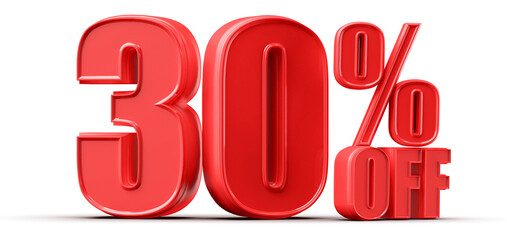 30 Percent Off Sale Red Number Promotion