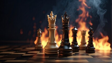 Chess Inferno: A King’s Stand Amid Flames and Tension