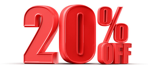 20 Percent Off Sale Red Number Promotion