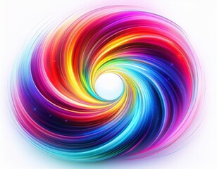 Obraz premium multicolored neon glowing fantasy circular glow round shaped radial motion swirl white background