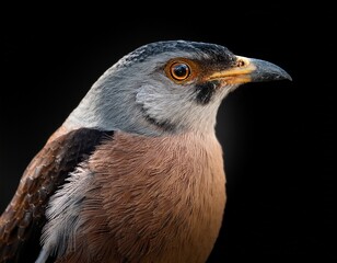 Fototapeta premium a close up of a bird with a black background