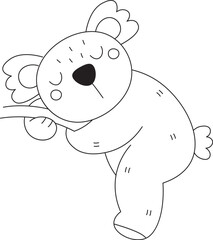 Sleepy Koala on a Branch