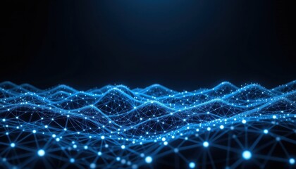 Digital Waves: An artistic representation of interconnected digital elements forming undulating waves, showcasing the complex network of the digital age.