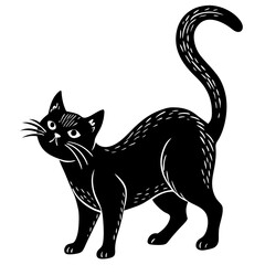 Obraz premium A vector silhouette of a cat arching its back in a playful pose, 