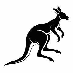 Fototapeta premium A vector silhouette of a kangaroo mid-jump 