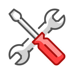 Line icon about repair, assistance and maintenance services concept. Editable stroke in colors. White background.