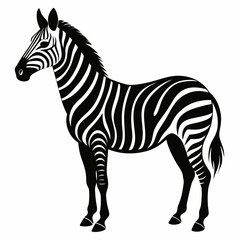 Obraz premium A vector silhouette of a zebra standing in profile, 