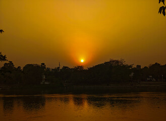 sunset over the river
