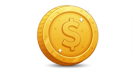Pixel Art Gold Dollar Coin on White Background