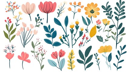 Decorative Spring Floral Isolated Element Set for Professional Designs