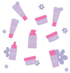 skincare products illustrations set