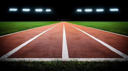 Fototapeta premium A view of a track and field stadium at night