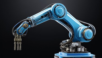 3d rendering robotic arm isolate on transparency background