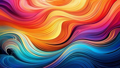 Obraz premium vibrant colors blend and flow in intricate wave patterns creating a mesmerizing visual experience that captures the essence of abstract art