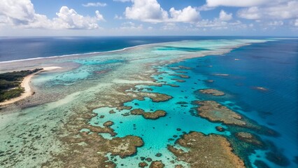 Obraz premium Coral reef with turquoise water, highlighting the tropical and ocean theme. 