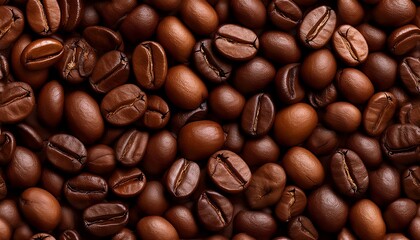 Naklejka premium tileable roasted coffee beans texture seamless dark brown coffee background glossy espresso beans close up rich caffeine pattern high resolution coffee surface