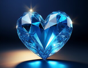 Fototapeta premium a sparkling blue crystal heart reflecting light