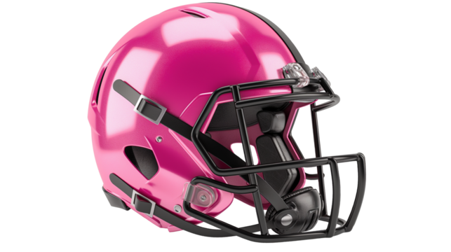 Pink american football helmet mockup isolated on white and transparent background, cut out png - Powered by Adobe