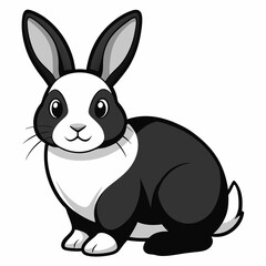 Obraz premium An elegant cute rabbit silhouette icon set against a clean white background.