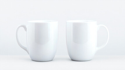 Obraz premium Two White Coffee Mugs On White Background