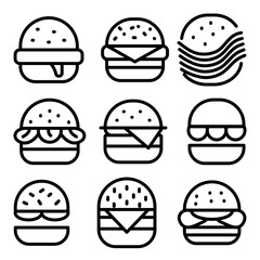Illustration showing a set of black hamburger icons on a white background