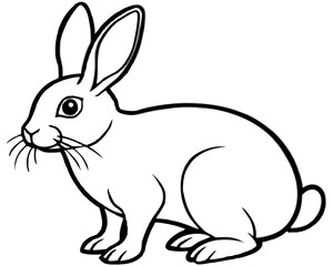Fototapeta premium rabbit silhouette vector illustration line art on white background