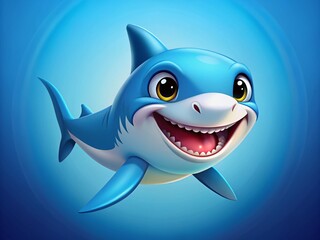Playful Cartoon Shark Character Illustration, Left Side Copy Space