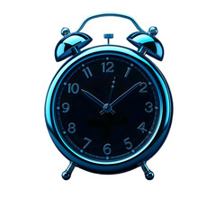  A simple blue clock icon for time management, transparent background.
