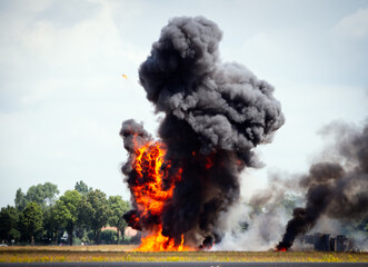 Large explosion with black smoke