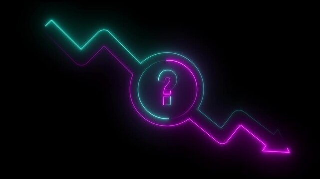 Arrow rising with question mark icon representing about Interest rates, income taxes, and inflation. Isolated transparent background.