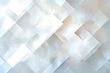 Obraz premium Modern Abstract White Geometric Background with Overlapping Translucent Squares & Diamonds