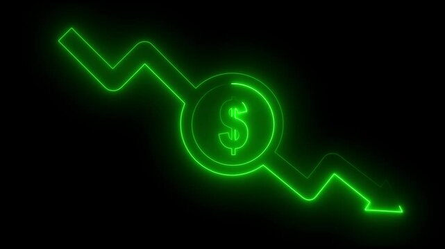 Money loss. Cash with down arrow stocks graph, concept of financial crisis, market fall Money, profit, investment, business market fall business or finance concept statistical curve with a loss sign